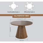 Round Dining Table for 4, Farmhouse Fluted Dining Kitchen Table, 47 Inch Modern Wood Small Circle Dining Table for Kitchen