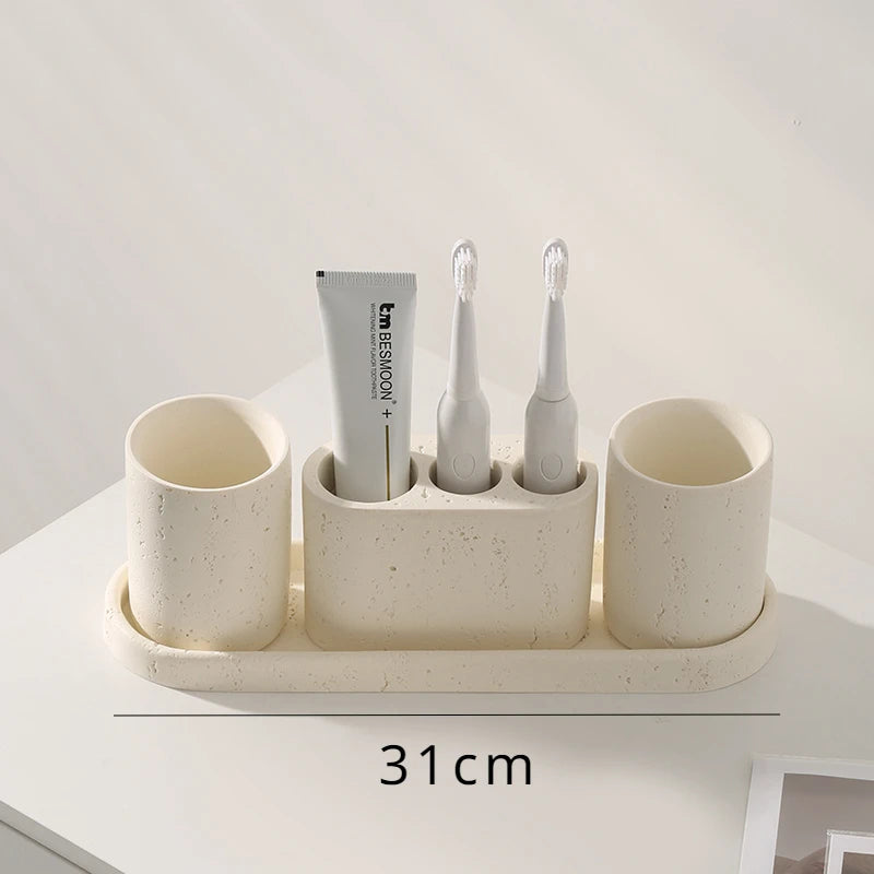 Wabi-sabi European Home Bathroom Set Hotel Electric Toothbrush shelf Bathroom Lotion bottle Toothbrush holder tray Toiletry set