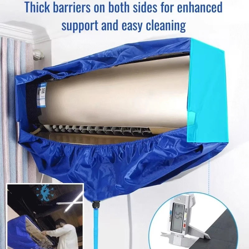 95/120cm Summer Thickened Hanging Air Conditioning Cleaning Cover Kit 9000-18000BTU with Drainage Pipe Spray Brush Summer Set