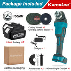 Kamolee M10 100MM 18500RPM Brushless Cordless Angle Grinder 3 Speed Cutting Power Tools Apply to 18V 21V Battery