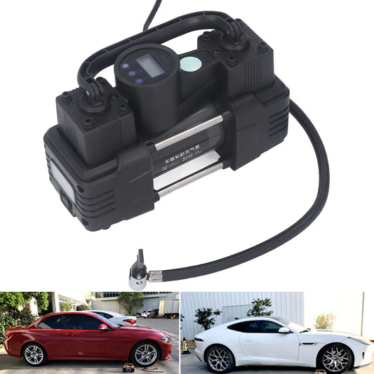 New 12V Air Compressor Pump with LED Light Digital Display Meter 100PSI Cylinder Automobile Tire Inflator Automobile Air Pump