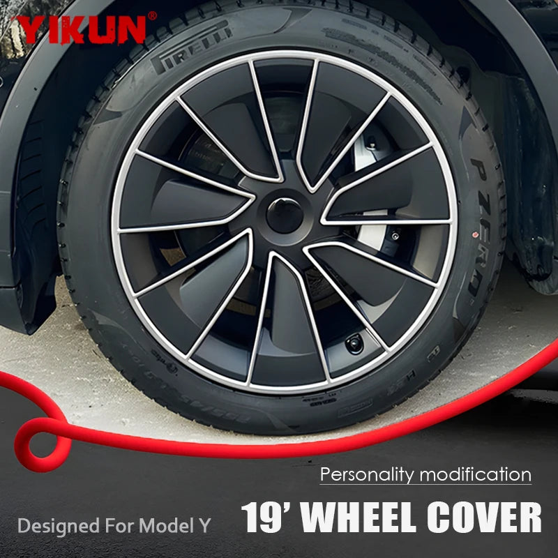 4PCS Hub Cap for Tesla Model Y 19 Inch Wheel Cover Replacement Performance AutoFull Rim Car Accessories Knife Style 2018-2024