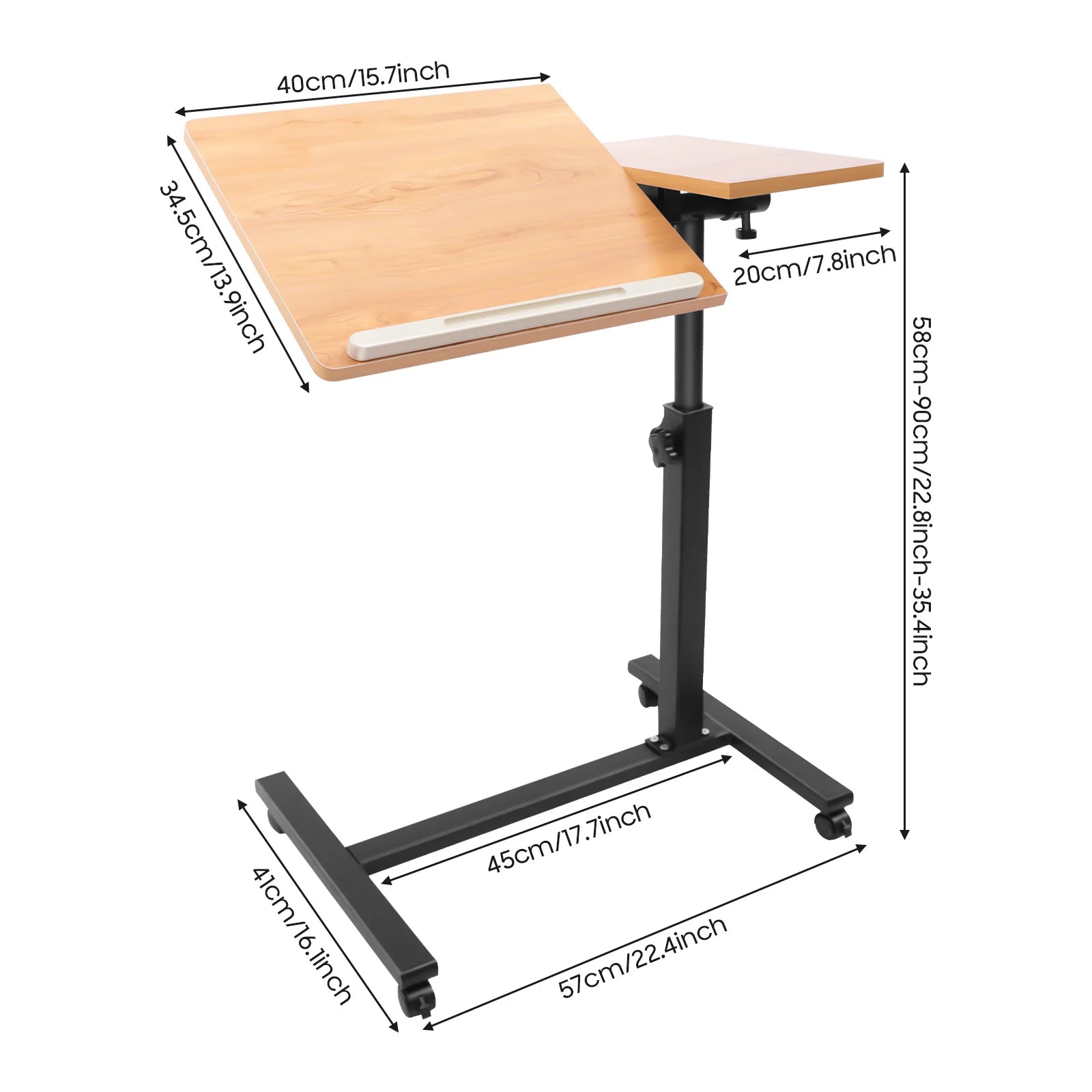 Laptop Desk Mobile Lift Computer Stand, 360° Rotation Rollin Hight Adjustable Laptop Desk with Wheels, for Home Office Study