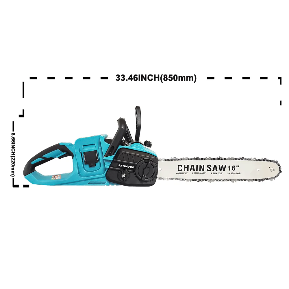 Brushless 16Inch Cordless Electric Chain Saw Woodworking Tools For Orchard Branch Handheld Cutter For Makita Battery(No Battery)