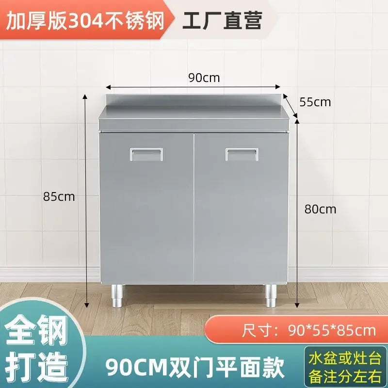 304 Stainless Steel Sideboard Kitchen Multi-door Cabinet Cupboard Dining Room Locke Kitchen Storage Adjustable Shelf Cabinet
