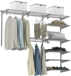 Tangkula 4 To 6 Ft Custom Closet Organizer System Kit, Wall-Mounted Storage Organizer With Wire Shelving And Hanging Rods,