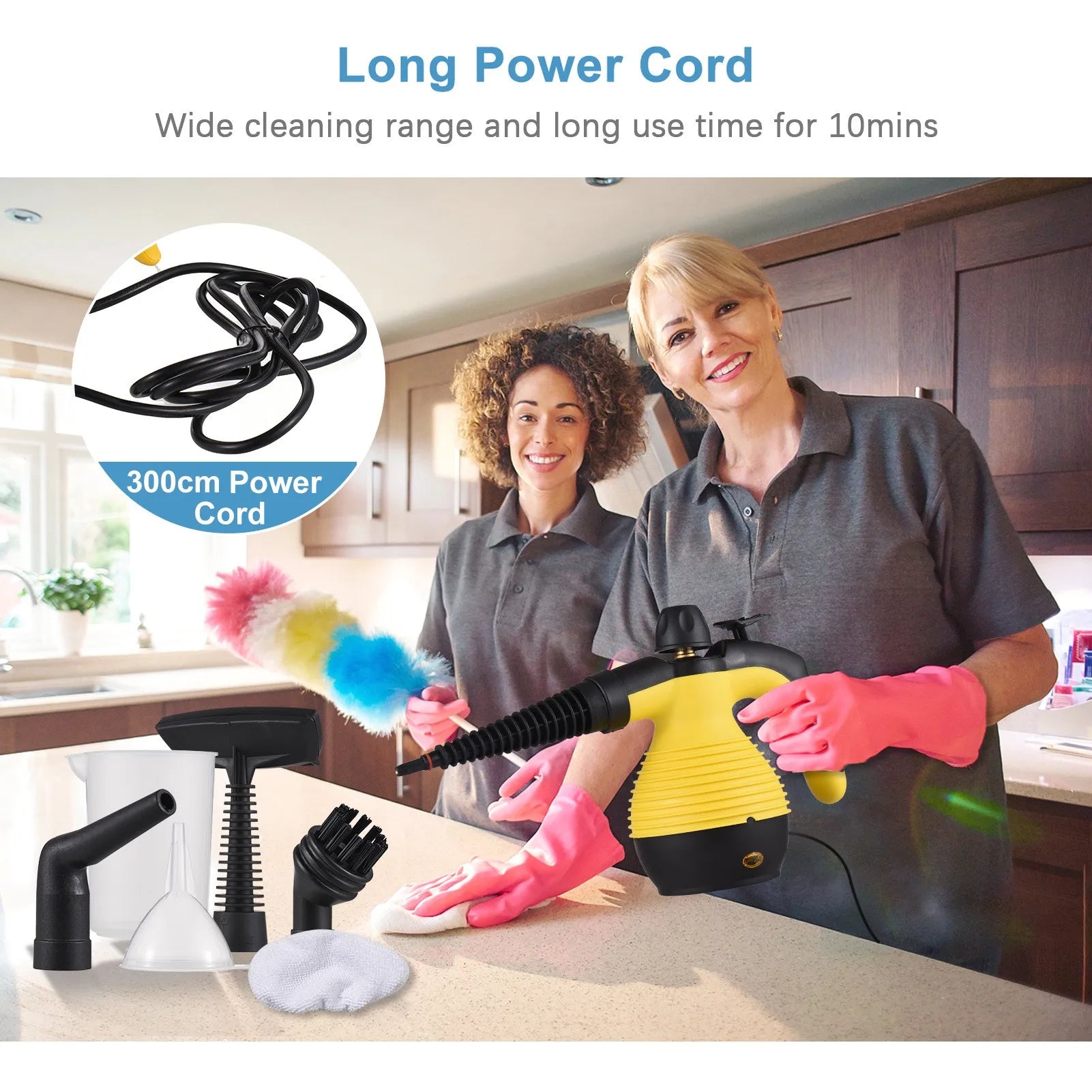 Handheld Steam Cleaner, Pressurized Multi-Surface Natural Steam Cleaner with 10 pcs Accessories, Steam Cleaner for Home
