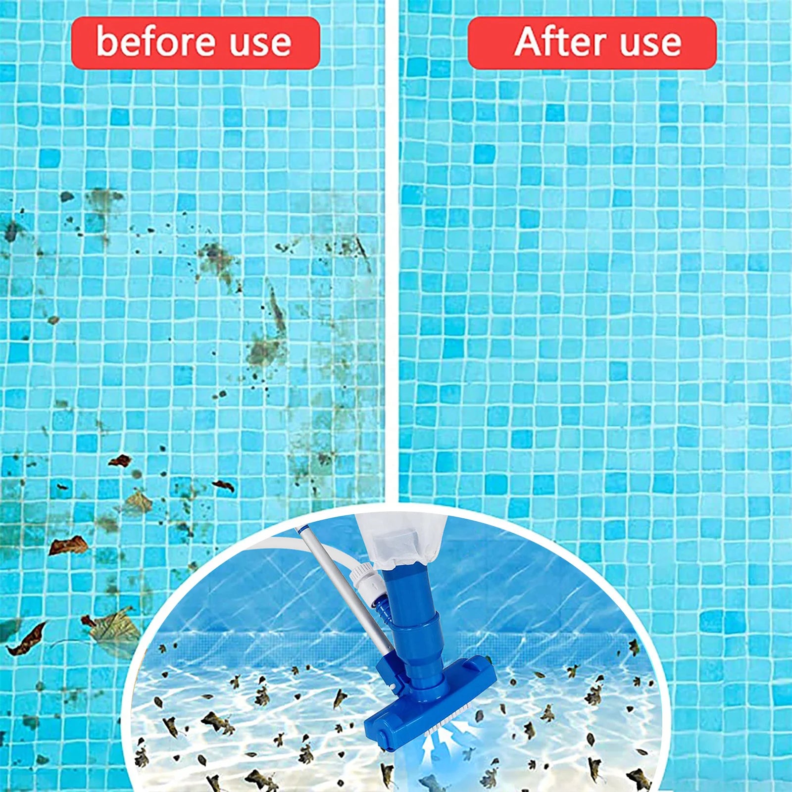 Pool Vacuum Head with Brush Bag Cleaning Kit Clean Bottoms For Pool Filter Swimming Pool Vacuum Cleaner Cleaning Skimmer Pools