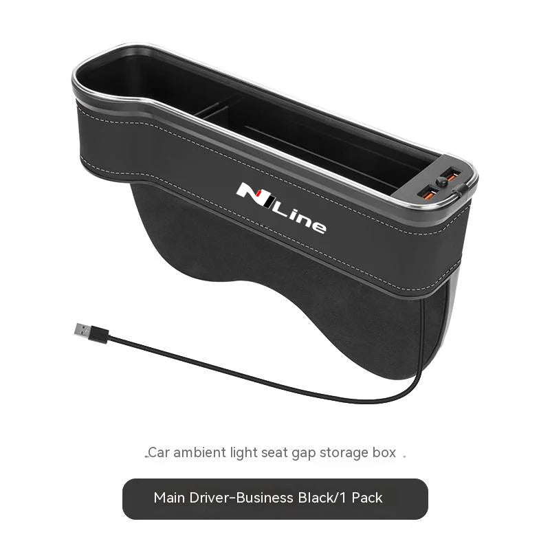 Hyundai N Line I30 Sonata Elantra i40 Kona Tucson IONIQ Santa-fe Venue i20ix25 Car Seat Gap Crevice Slot Storage Box Accessories