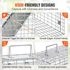 VEVOR 24/31/42/50in Live Animal Cage Trap Folding Humane Cat Trap Galvanized Iron with Handle for Rabbits Squirrels Groundhogs
