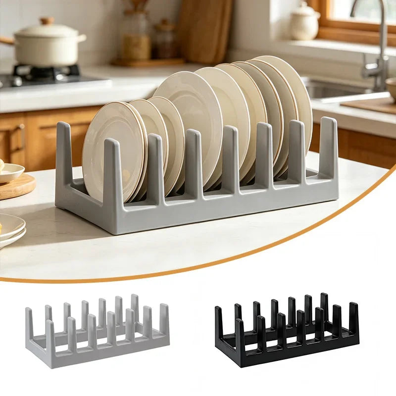 Pot Lid & Dish Rack Multifunctional Plastic Kitchen Organizer for Plates, Lids, Cups & Dishes, Countertop Storage Holder