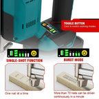 ONEVAN 1022J 2Gears Brushless Cordless Electric Nailer Stapler Furniture Staple Gun Woodworking Tools For 21V 18v Battery