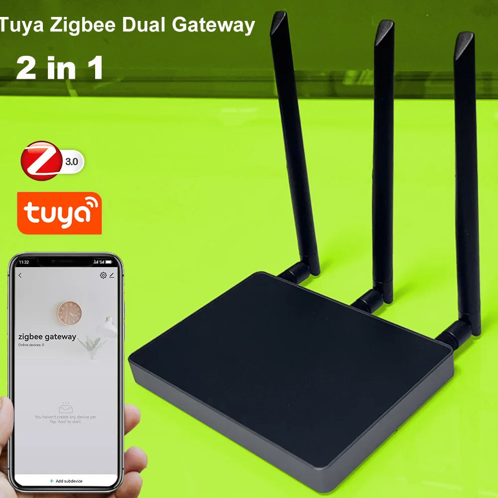 Tuya Zigbee 3.0 Hub Dual Gateway Enhanced Signal Smart Home Fault Replacement Work Alexa Big House Villa Hotel Smart Life APP