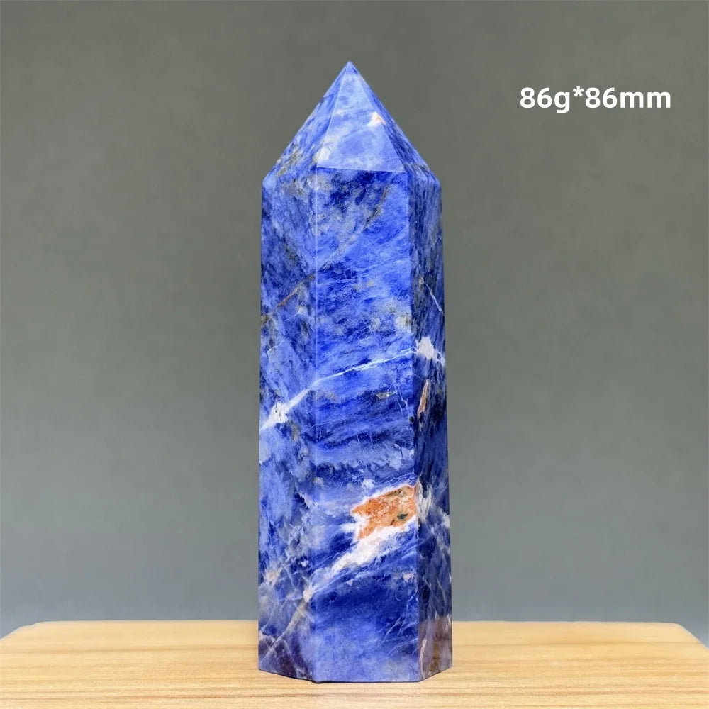 Blue Veins Stone Obelisk Natural Mineral Quartz Home Feng Shui Decorative Gift Reiki Treat Witchcraft Magic Wand