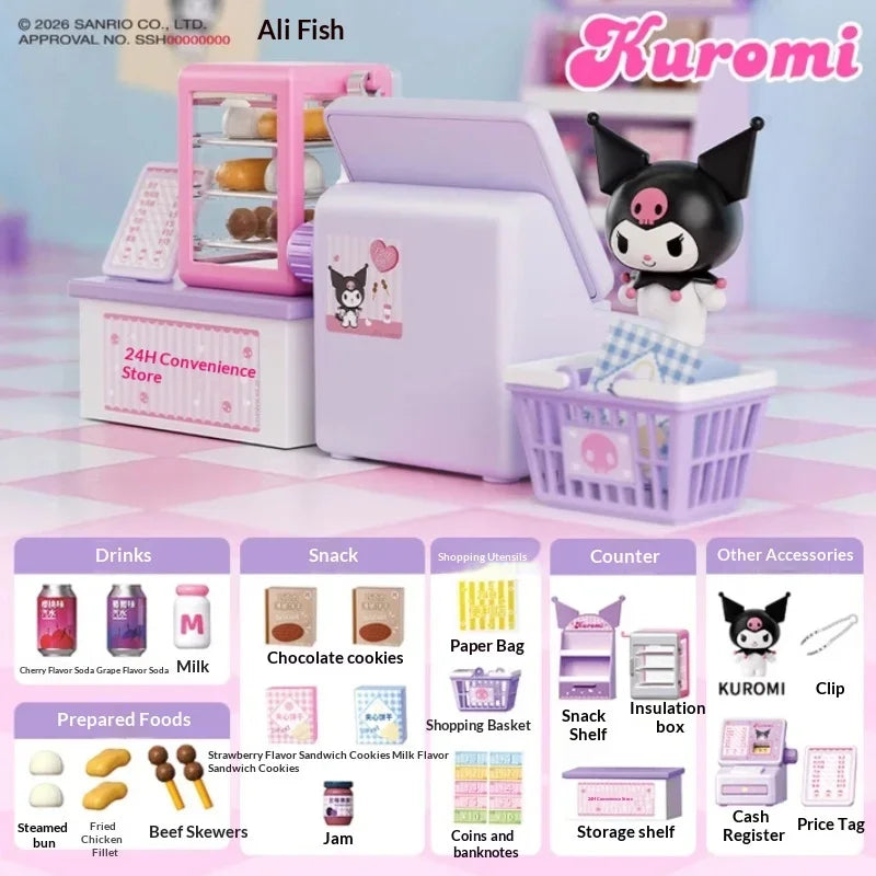 Sanrio Kitchen Series Blind Box Hello Kitty Kuromi Cinnamoroll Cute Mini Simulation Food Toy Playset Collectible Gift For Fans
