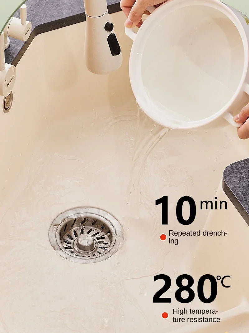 kitchen special-shaped corner sink quartz stone dishwashing basin corner sink