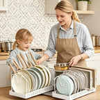 Kitchen Cabinet Pull Out Tray Organizer Adjustable Dish Rack Slide Rails Pots Pans Storage Holder