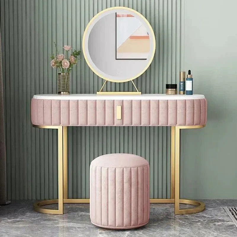 Salon Gray Storage Vanity Table Aesthetic Salon Bedroom Dresser Organizer Space Saving Organizer Schminktisch Trendy Furniture
