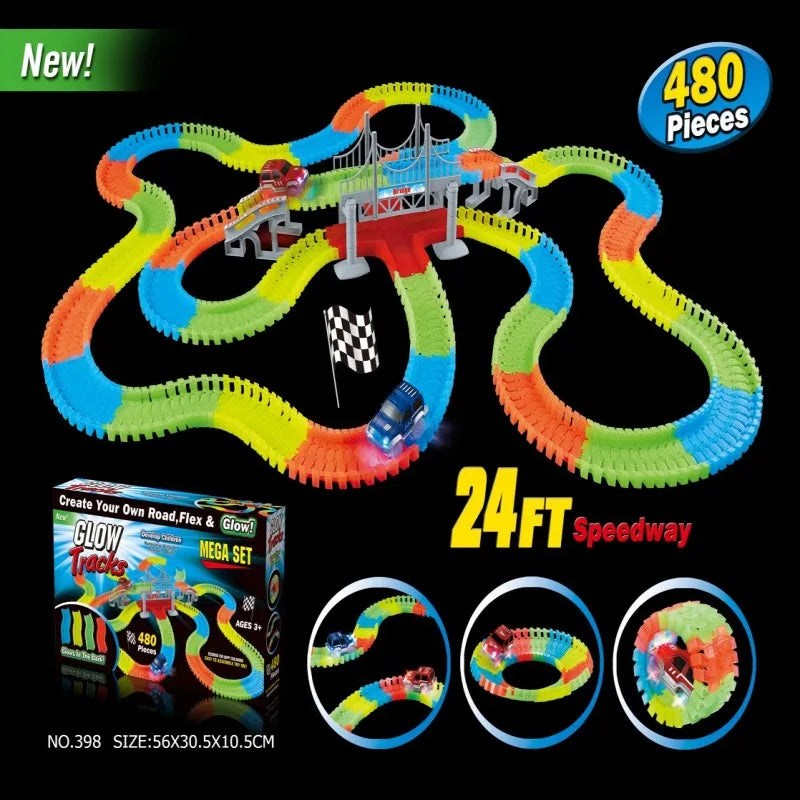 Electric Noctilucent assembly Track Toy Car Set for Kids - City Engineering Mini Car Puzzle - Boys Gift Track car