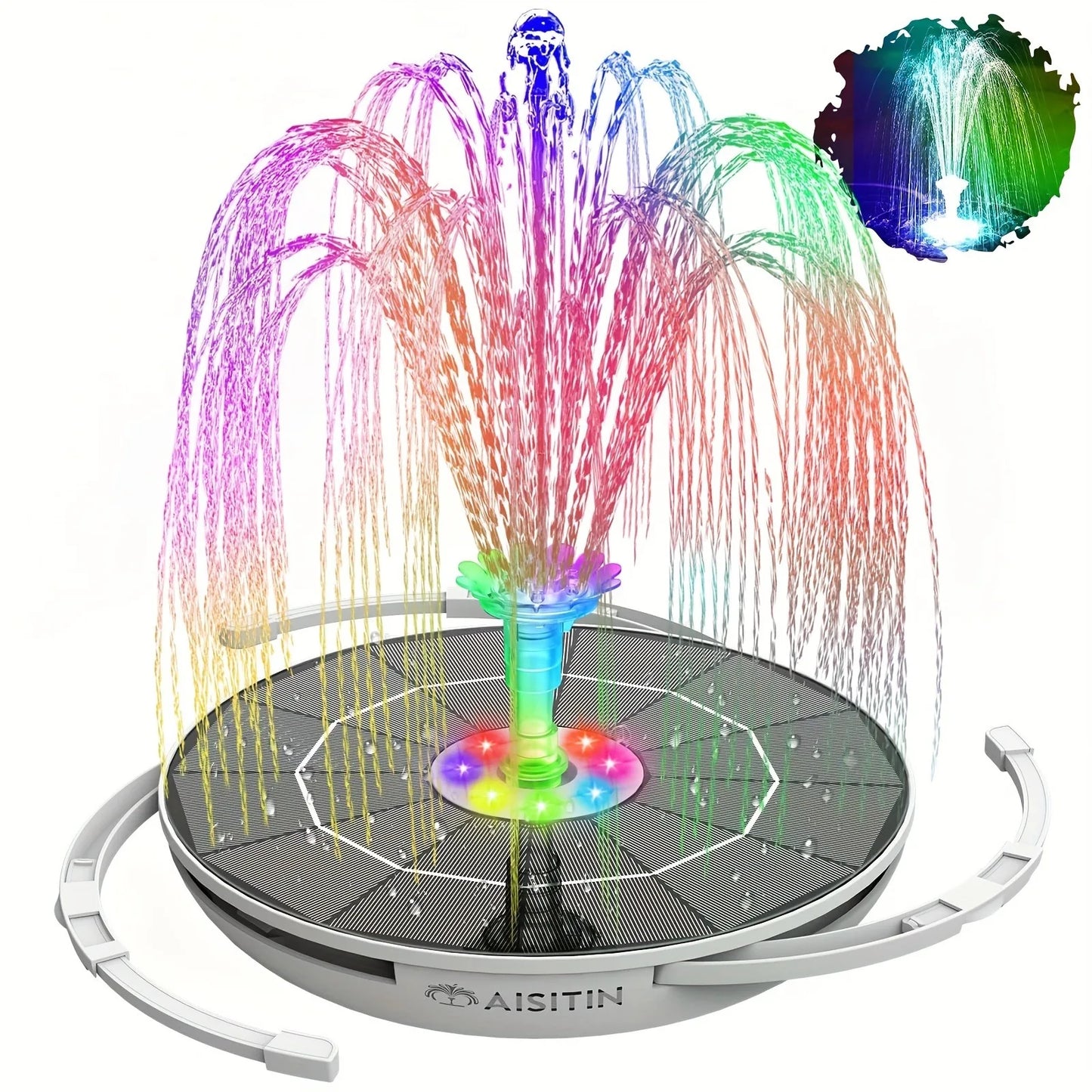 Indoor and outdoor 6.5w solar fountain, automatic bird bath fountain, with DIY nozzle set, suitable for gardens, courtyards,