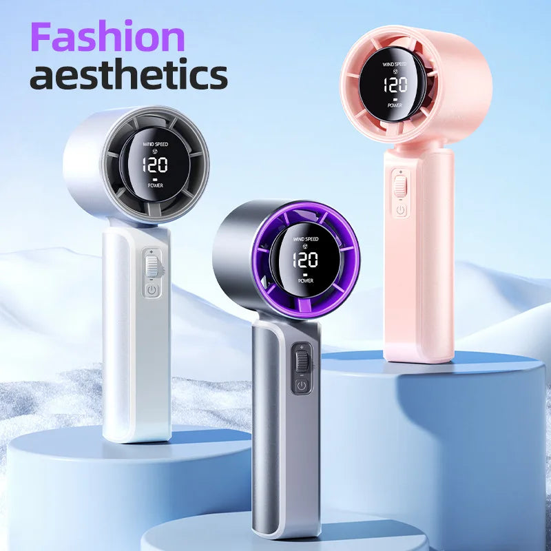 Noise Reduction Handheld Mini Fan Battery Portable Rechargeable Fan wi