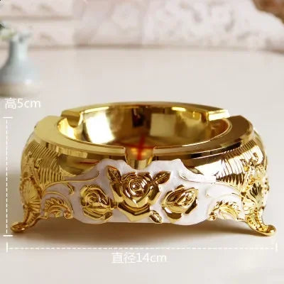 European Metal Ashtray Ornaments High-end Give Gifts Gold Silver Living Room Tea Table Hotel Ashtrays Desktop Ornaments
