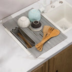 Silicone Kitchen Storage Rack Heat resistant Folding Dish Drying Rack Space Saving with Pocket Sink Drainer Mat Bathroom