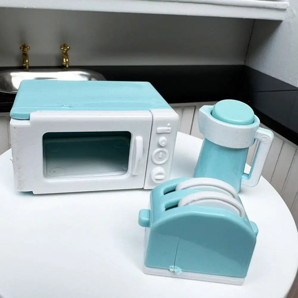 Doll House Furniture Toy Kitchenware Scene Model Mini Kettle Dollhouse Microwave Oven Miniature Bread Machine