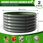 2-Pack 4ft x 18” Tall Galvanized Raised Garden Beds Outdoor, Round Metal Planter Box, Anti-Rust & Easy-Setup