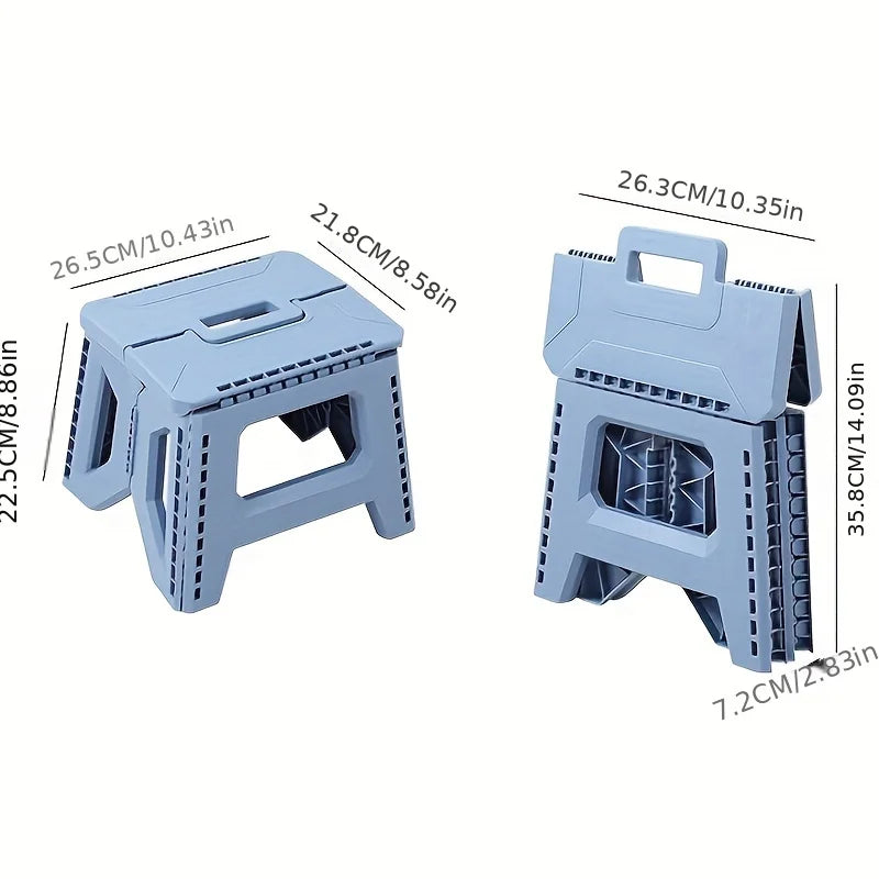 Heavy-Duty Thickened Portable Folding Stool with Handle - 1 Pack Square Plastic Collapsible Stool for Indoor, Gatherings, Picnic