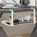 Under Table Cable Management Rack Heavy Duty Wire Management Tray Adjustable Thickness Under Desk Cord Organizer for Home Office