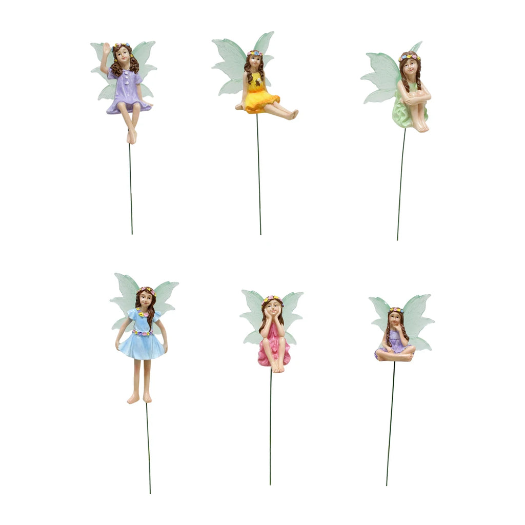 6pc Night Light Wings Flower Fairy, Garden Micro Landscape Fairy Tale World Scene Decoration, Flower Pot Bonsai Flower Fairy Plu