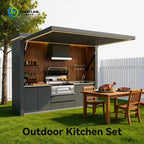Stainless Steel Outdoor Kitchen BBQ Island with Pizza Oven Fridge Grill Modular Garden Cooking Station Weatherproof Customized