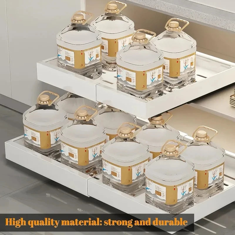 Pull Out Tray Organizer Kitchen Storage Rack Cabinet Expandable Under Sink Spice Boxes Silent Slide Drawer Style Bowl Dish Shelf