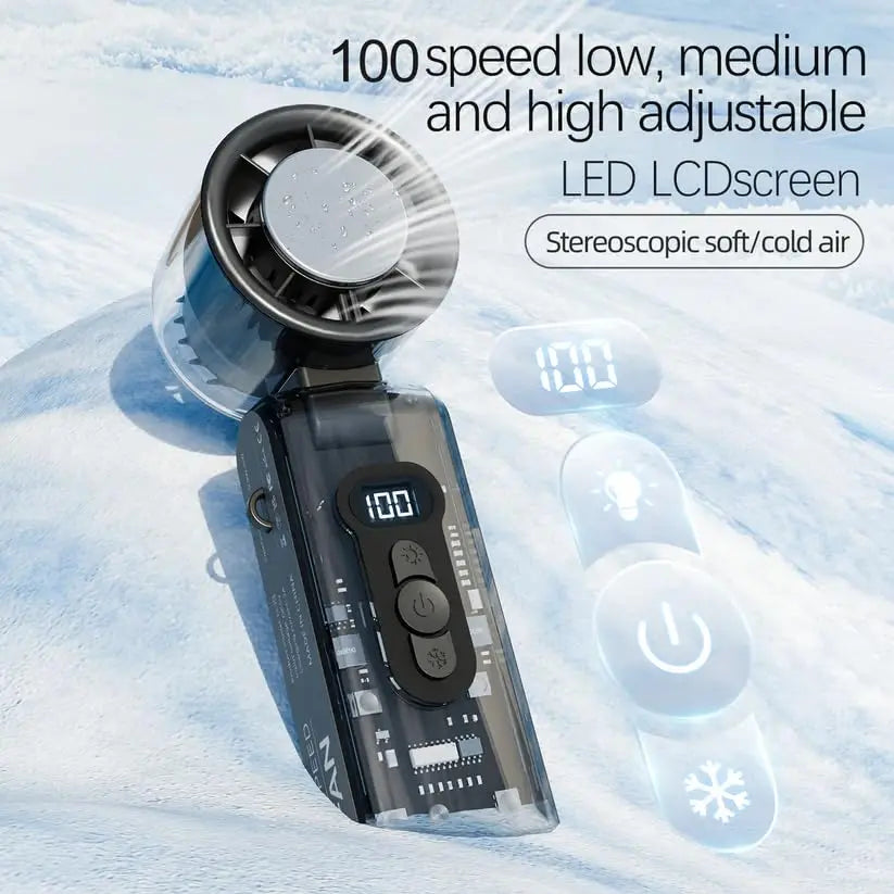 Foldable Icerush Turbo Portable Handheld Fan with LED Light for Desk/N