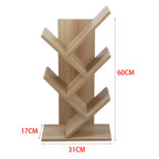 【Breeins】Rustic Standing Tree Bookshelf Wood Display Rack For Home Office Decoration Storage Organizer Shelf Bookcase