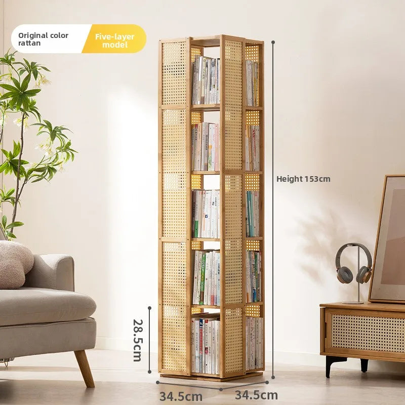 Rotating bookshelf 360 degree floor storage shelf Internet celebrity home simple student bookcase