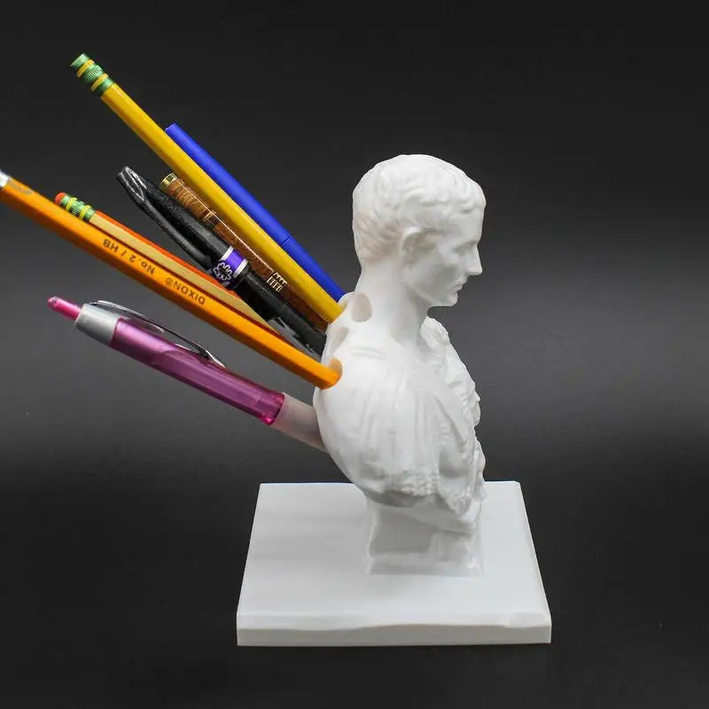 Julius Caesar Bust Pencil Holder Resin Ides Of March Desk Pen Holder Creative Marker Holder For Desktop Table Desk Ornament