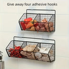 Kitchen Shelf Snack Multi-Functional Vegetable Spice Organizer Wall-Mounted Shelf Over-The-Door Hanging Basket