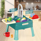 Girl Play Sink with Running Water Kitchen Sink Toys with Electric Faucet Water Table Floating Pool Dishwasher Set