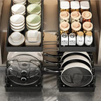 Kitchen Cabinet Pull Out Tray Organizer Adjustable Dish Rack Slide Rails Pots Pans Storage Holder