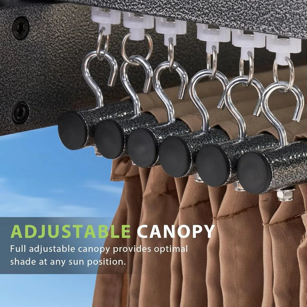 Outdoor Pergola, Upgraded Canopy with Adjustable Roof, Metal Patio Pergola with Brown Shade Cover for Backyard, Ga