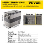 VEVOR Portable Car Refrigerator - Freezer Cooler 12/24V
