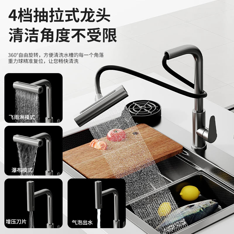 Thickened 304 Stainless Steel Kitchen Sink Large Single Sink Household Sink Dishwasher Dishwasher