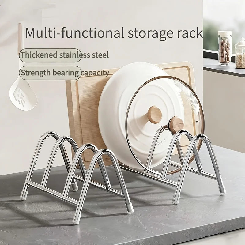 Stainless Steel Pot Lid Rack Multi-functional Cutting Board Rack Chopping Board Rack Tray Storage Rack Kitchen,Organizer Kitchen