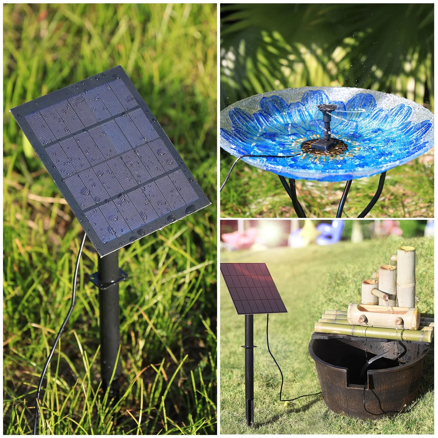 Solar Water Pump Kit, 10W Solar Powered Water Fountain Pump with 6 Nozzles, DIY Water Feature Outdoor Fountain for Ponds