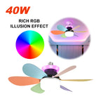 40W Ceiling Fan Lamp RGB Dimmable Ceiling Fanlight Stepless Dimming E2