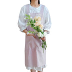 Stain-resistant Cotton Linen Cross-back Kitchen Apron With Pocket Plain Women's Pinafore For Cooking Cleaning Gardening Baking