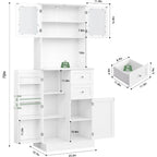 72" Tall Kitchen Pantry Storage Cabinet, Kitchen Hutch Cabinet with Doors and Shelves, Modern Food Pantry with 2 Drawers