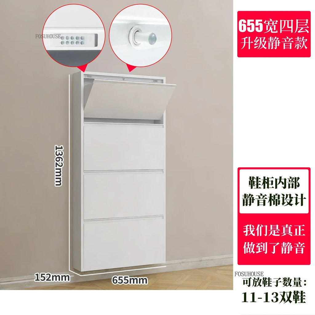Narrow Shoe Rack Home Aesthetic Living Room Furniture Tilted Vertical Wooden Storage Hallway Shoe Cabinets n